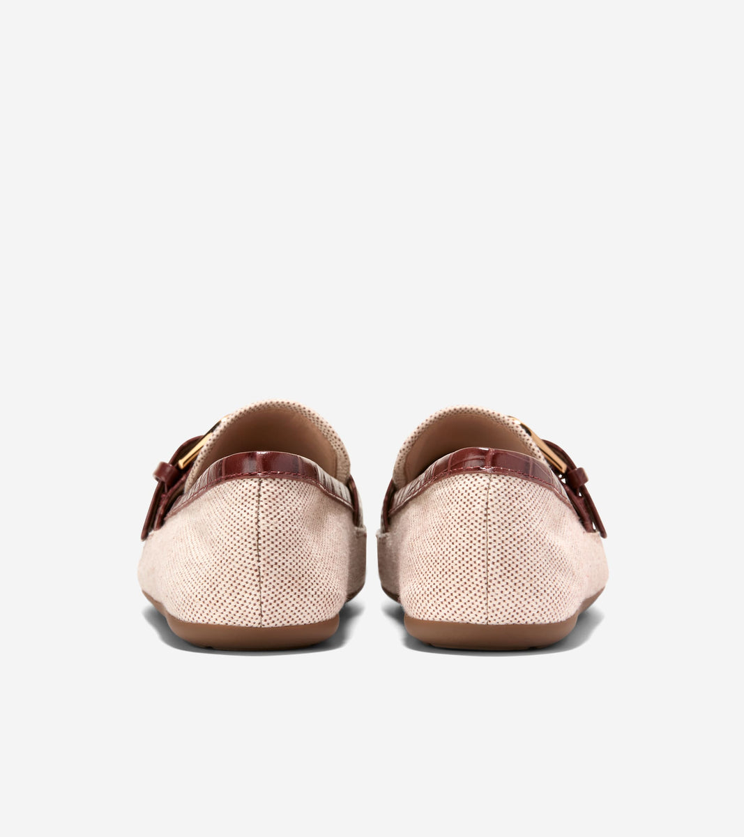 W35409:NATURAL 2 TONE CANVAS/CH MAHOGANY CROC PRINT LTHR