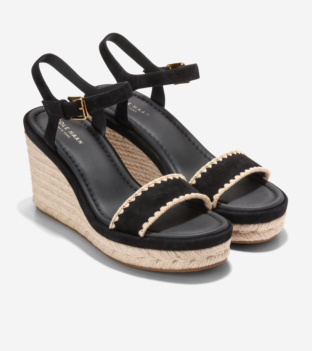 W36996:BLACK SUEDE / RAFFIA