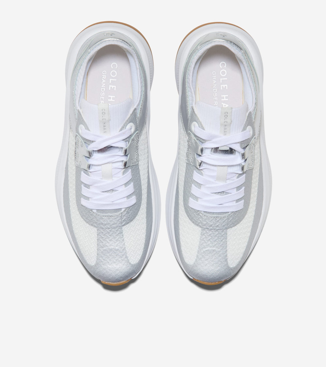 W36275:SILVER METALLIC LTHR / WHITE