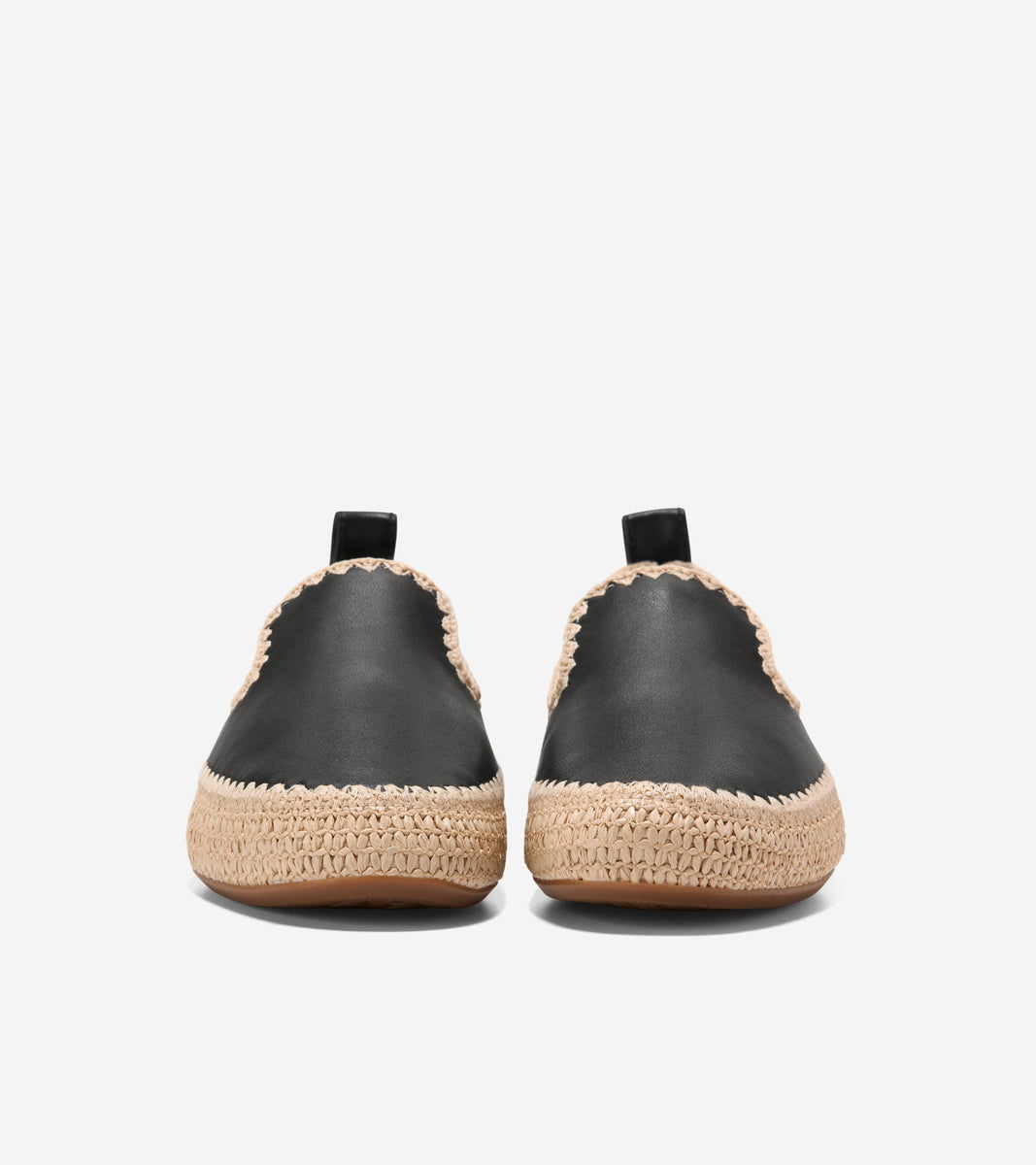 W34991:BLACK LEATHER / RAFFIA
