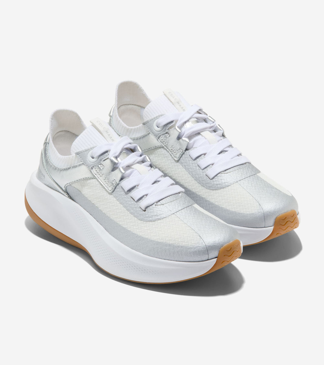 W36275:SILVER METALLIC LTHR / WHITE